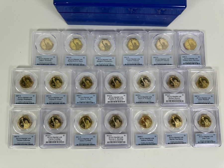 PCGS Box With 20 Different PCGS High Grade Presidential Proof Dollars  [Photo 8]