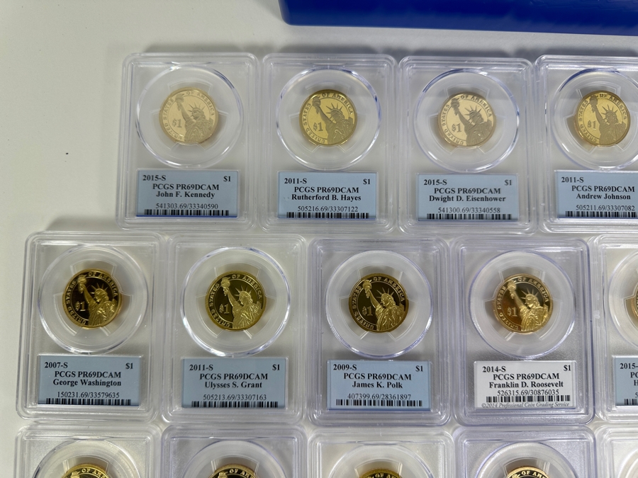 PCGS Box With 20 Different PCGS High Grade Presidential Proof Dollars  [Photo 9]