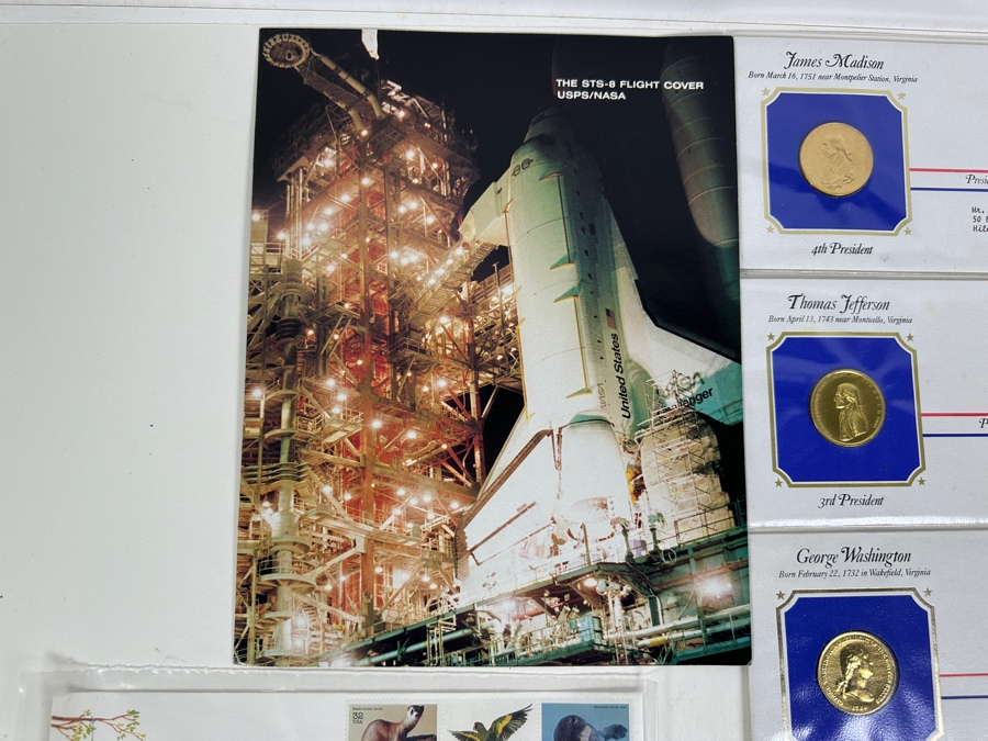 Collection Of First Day Covers Stamps: Clemente, Nolan Ryan 23k Gold, Space Shuttle, Cabrillo, Presidents & Others  [Photo 8]