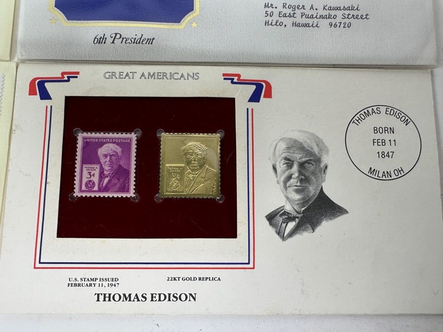 Collection Of First Day Covers Stamps: Clemente, Nolan Ryan 23k Gold, Space Shuttle, Cabrillo, Presidents & Others  [Photo 5]