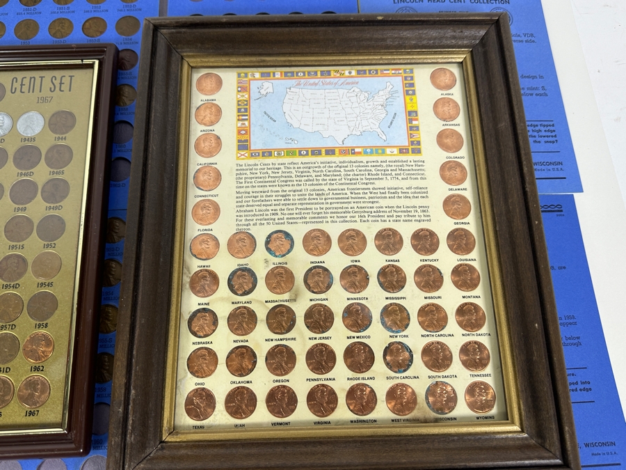 Lincoln Penny Collection: Two Framed Sets And Three Lincoln Head Cent Collection Books [Photo 7]