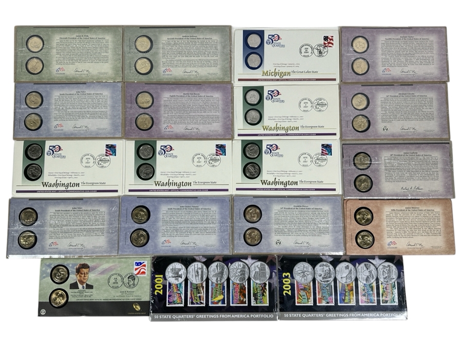 U.S. Mint Presidential Dollars & Statehood Quarters 19 Pieces [Photo 1]