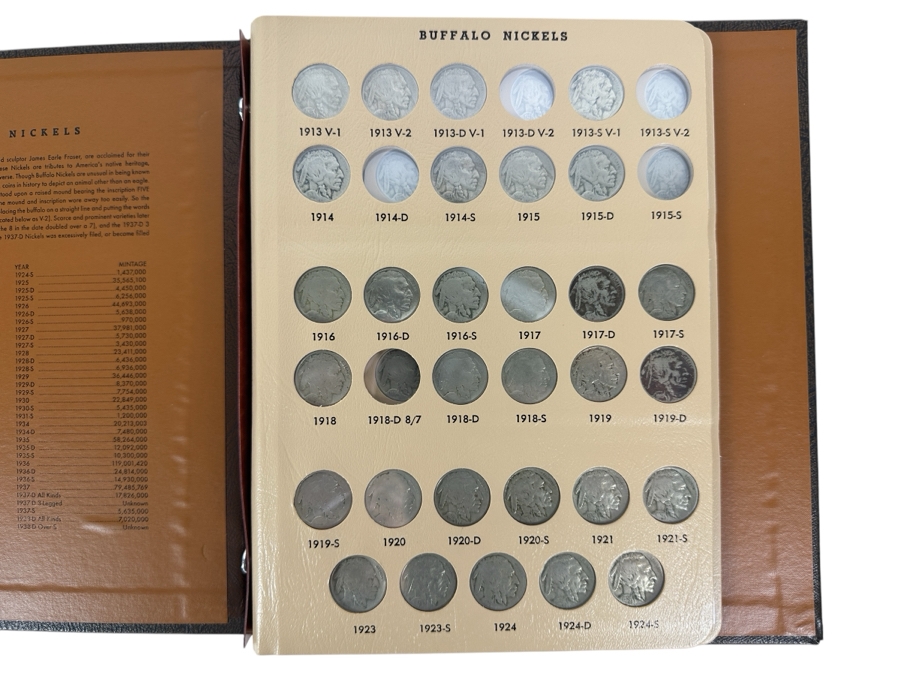 Buffalo Nickel Collection In Dansco Album - 2 Sheets - Mostly Complete  [Photo 1]