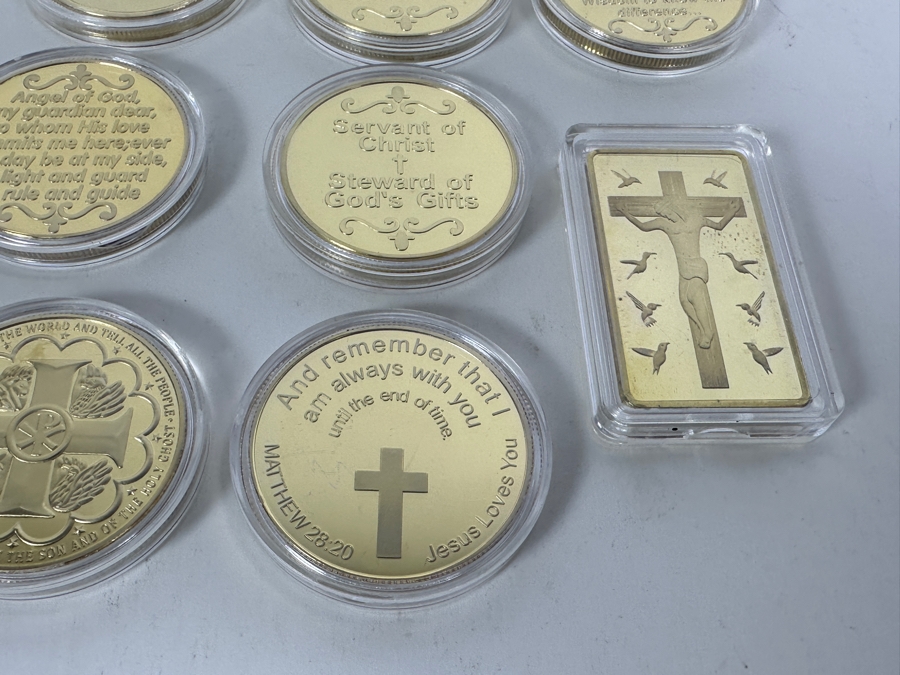 14 Piece Religious Medal Set Of 1 Troy Oz 100 Mils .999 Fine Gold Clad Medals [Photo 12]