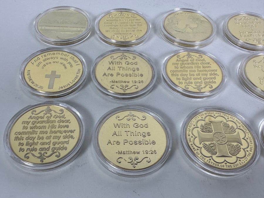 14 Piece Religious Medal Set Of 1 Troy Oz 100 Mils .999 Fine Gold Clad Medals [Photo 13]