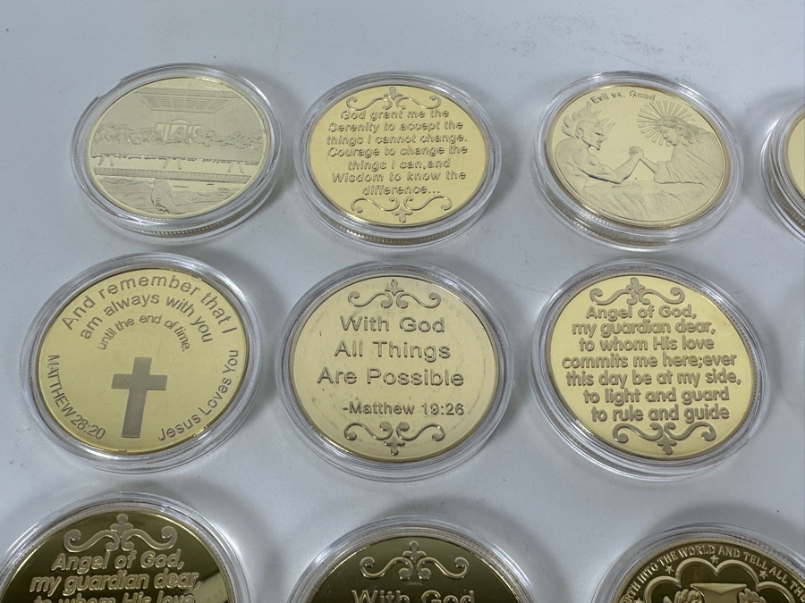 14 Piece Religious Medal Set Of 1 Troy Oz 100 Mils .999 Fine Gold Clad Medals [Photo 10]