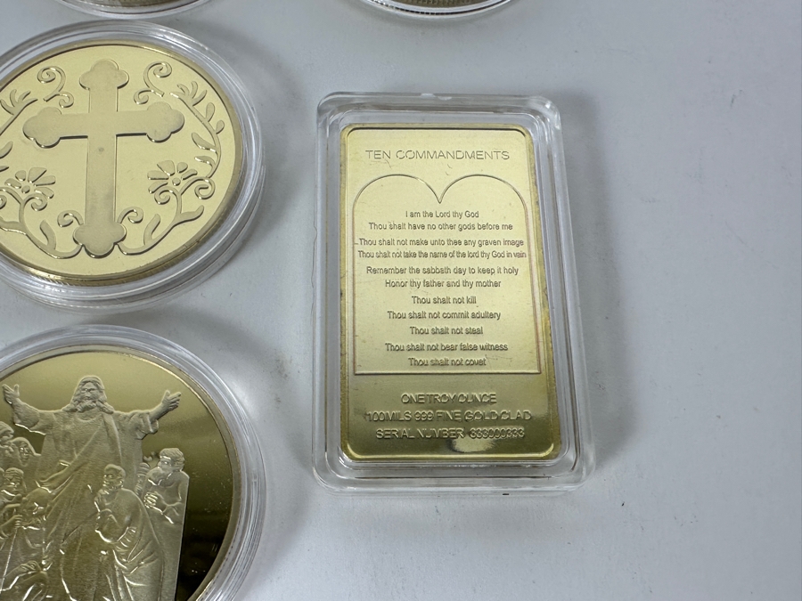 14 Piece Religious Medal Set Of 1 Troy Oz 100 Mils .999 Fine Gold Clad Medals [Photo 7]