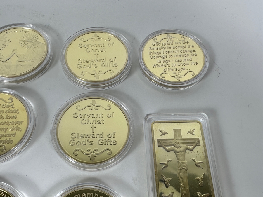 14 Piece Religious Medal Set Of 1 Troy Oz 100 Mils .999 Fine Gold Clad Medals [Photo 11]