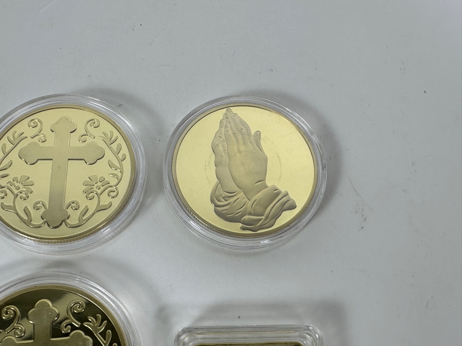 14 Piece Religious Medal Set Of 1 Troy Oz 100 Mils .999 Fine Gold Clad Medals [Photo 6]