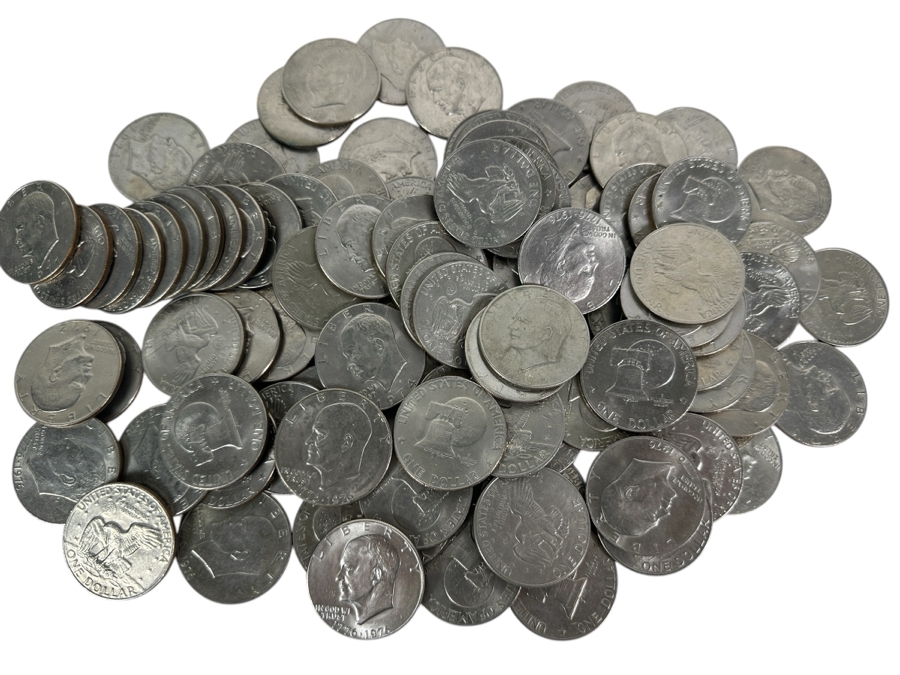 Jar Of 100 Eisenhower Silver Coins [Photo 1]