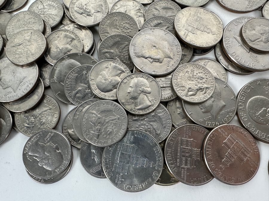 Jar Of Bicentennial Dollar, Halves & Quarters (6 Dollars, 26 Halves & 124 Quarters) [Photo 5]