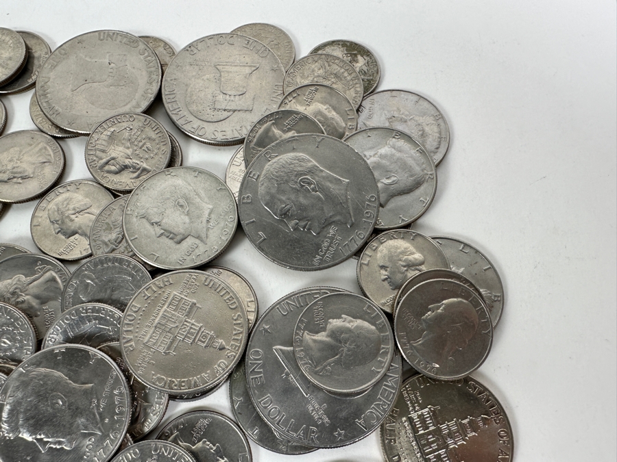 Jar Of Bicentennial Dollar, Halves & Quarters (6 Dollars, 26 Halves & 124 Quarters) [Photo 7]