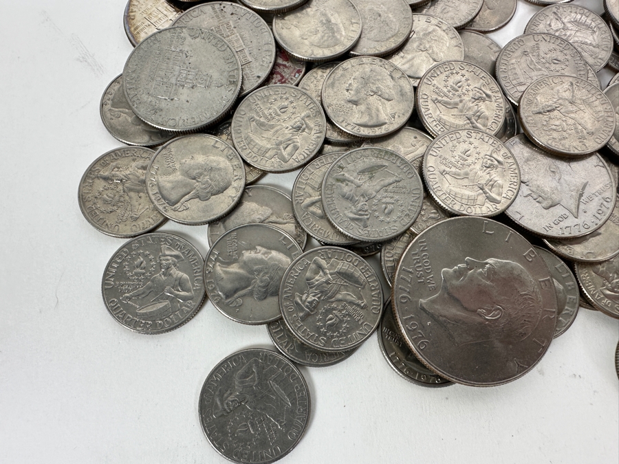 Jar Of Bicentennial Dollar, Halves & Quarters (6 Dollars, 26 Halves & 124 Quarters) [Photo 2]