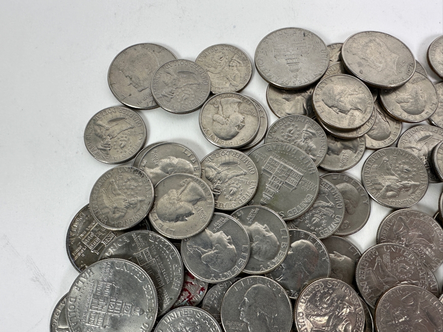 Jar Of Bicentennial Dollar, Halves & Quarters (6 Dollars, 26 Halves & 124 Quarters) [Photo 3]