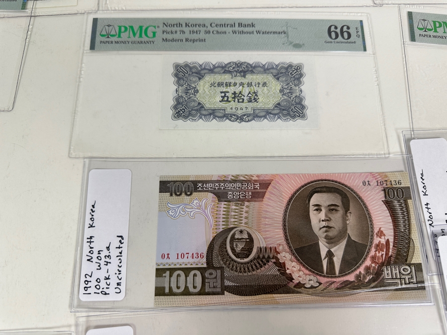 High Grade Collection Of 30 North Korean Notes Many Professionally Graded [Photo 12]