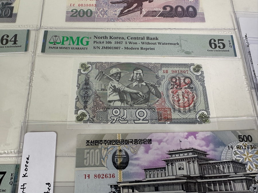 High Grade Collection Of 30 North Korean Notes Many Professionally Graded [Photo 11]