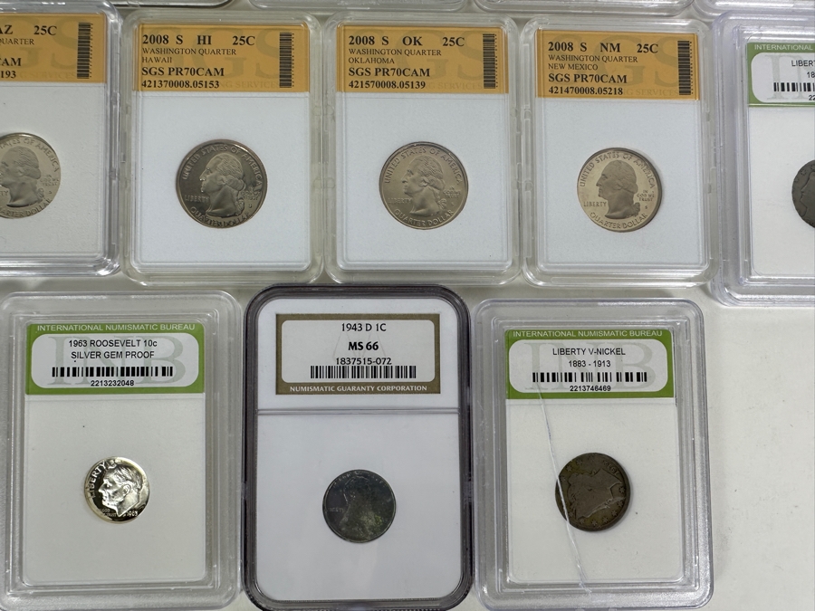 NGC Box With 17 Assorted Vintage, Proof & Silver Slabs [Photo 5]