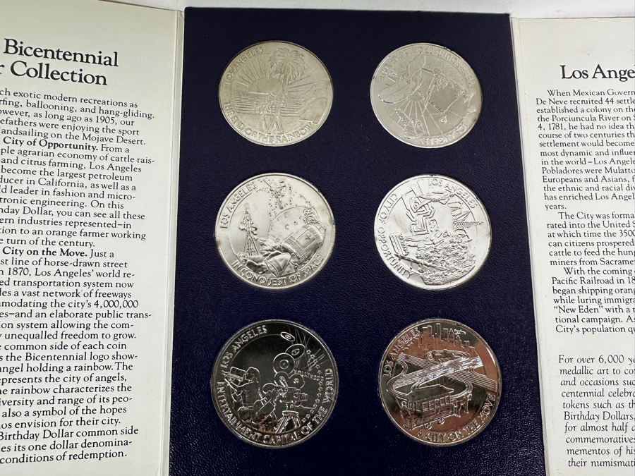 Three Sets Of 1981 Los Angeles Bicentennial Dollars 6 Uncirculated Dollar Coins Each In Like New Folders [Photo 2]