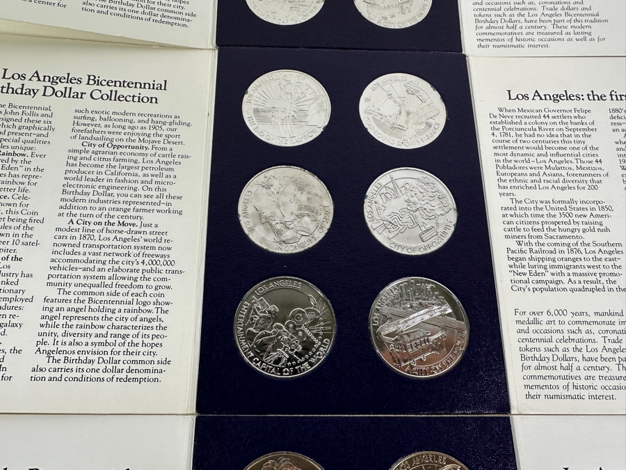 Three Sets Of 1981 Los Angeles Bicentennial Dollars 6 Uncirculated Dollar Coins Each In Like New Folders [Photo 4]