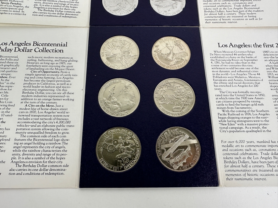 Three Sets Of 1981 Los Angeles Bicentennial Dollars 6 Uncirculated Dollar Coins Each In Like New Folders [Photo 5]