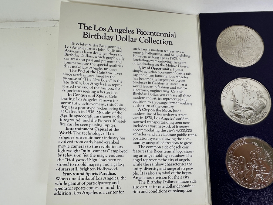 Three Sets Of 1981 Los Angeles Bicentennial Dollars 6 Uncirculated Dollar Coins Each In Like New Folders [Photo 3]