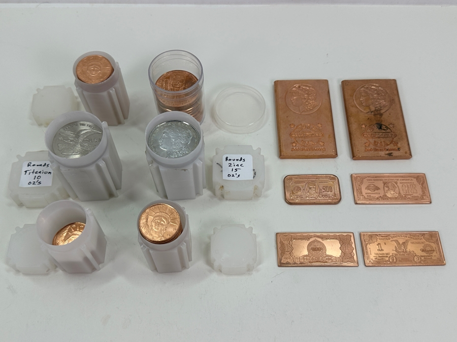 Bullion Lot: 53oz Of Copper Rounds & Bars, 10oz Of Titanium 1oz Rounds, 15oz Of Zinc 1oz Rounds [Photo 12]