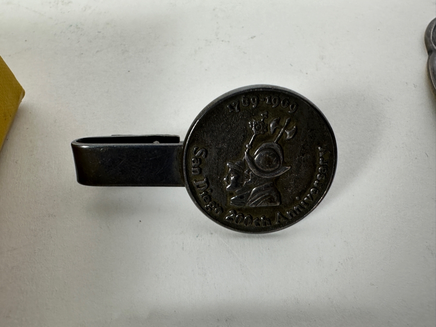 San Diego 200th Anniversary Lot (1769-1969): Sterling Silver Spoon, Sterling Silver Tie Clip & Tokens [Photo 6]