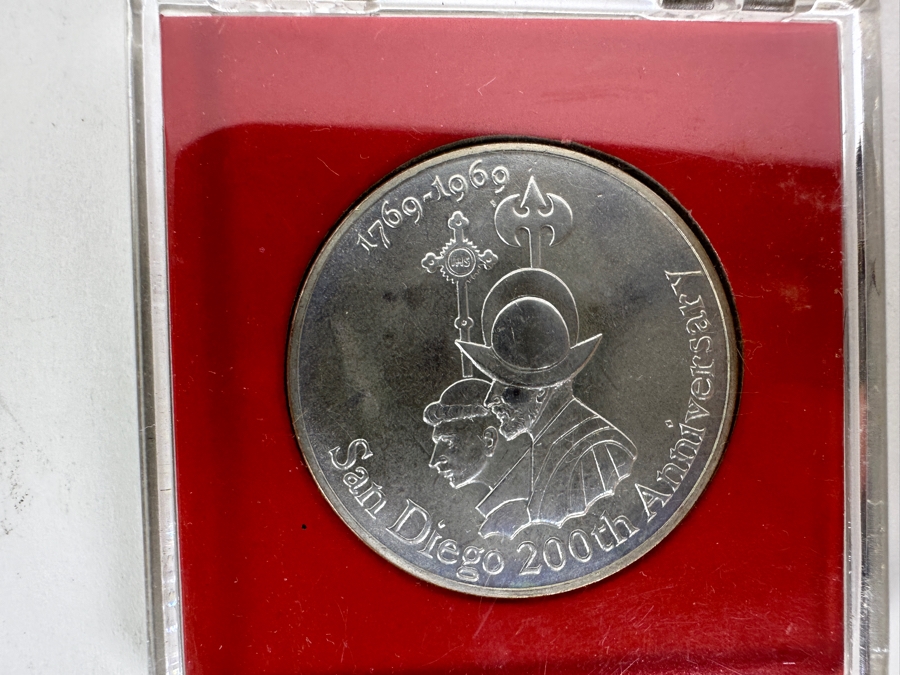 San Diego 200th Anniversary Lot (1769-1969): Sterling Silver Spoon, Sterling Silver Tie Clip & Tokens [Photo 4]