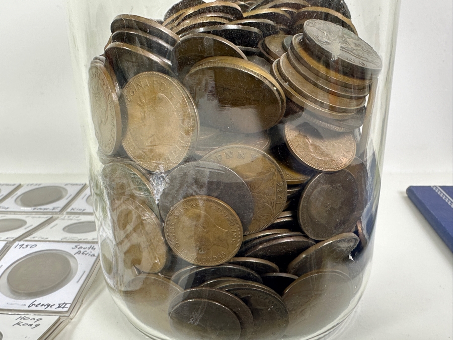 Over 11 Pounds Of British Commonwealth Large Pennies: England, Australia, New Zealand, South Africa, Hong Kong, Ireland, East Africa. 1825 To 1967 11.59 Troy Pound [Photo 4]