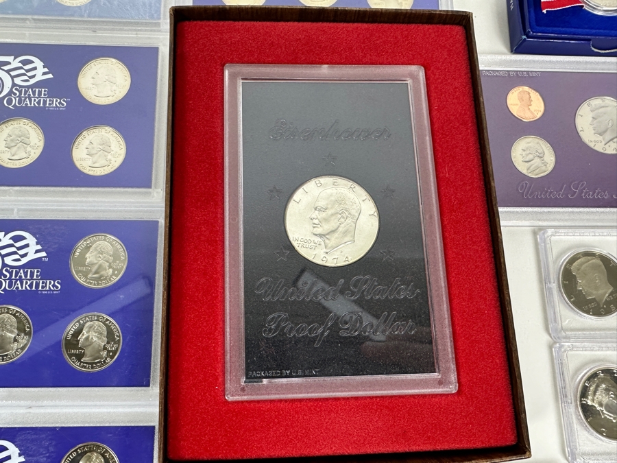 Box Of 34 U.S. Mint Proof Sets, Mint Sets, Commemoratives, Proof Silver Eisenhower Silver Dollar & More [Photo 12]