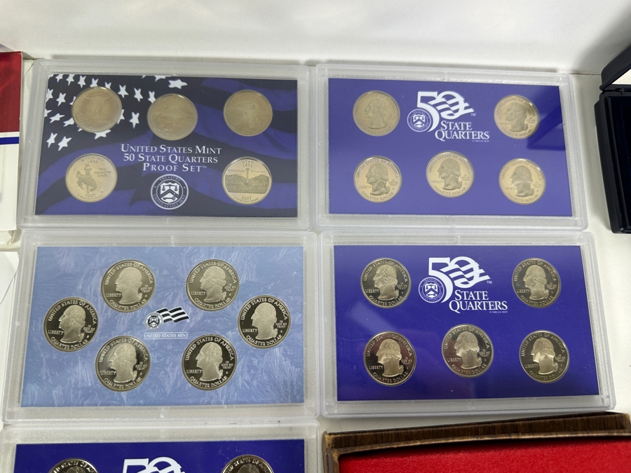 Box Of 34 U.S. Mint Proof Sets, Mint Sets, Commemoratives, Proof Silver Eisenhower Silver Dollar & More [Photo 13]