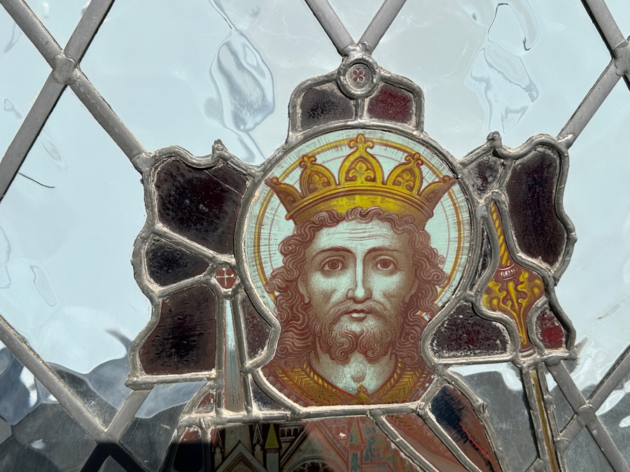 Antique Stained Glass Victorian Ecclesiastical Church Glass Panel 42W X 67.5H X 1.5D [Photo 4]