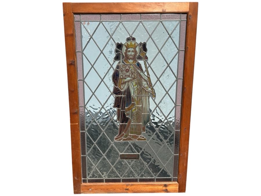 Antique Stained Glass Victorian Ecclesiastical Church Glass Panel 42W X 67.5H X 1.5D [Photo 2]