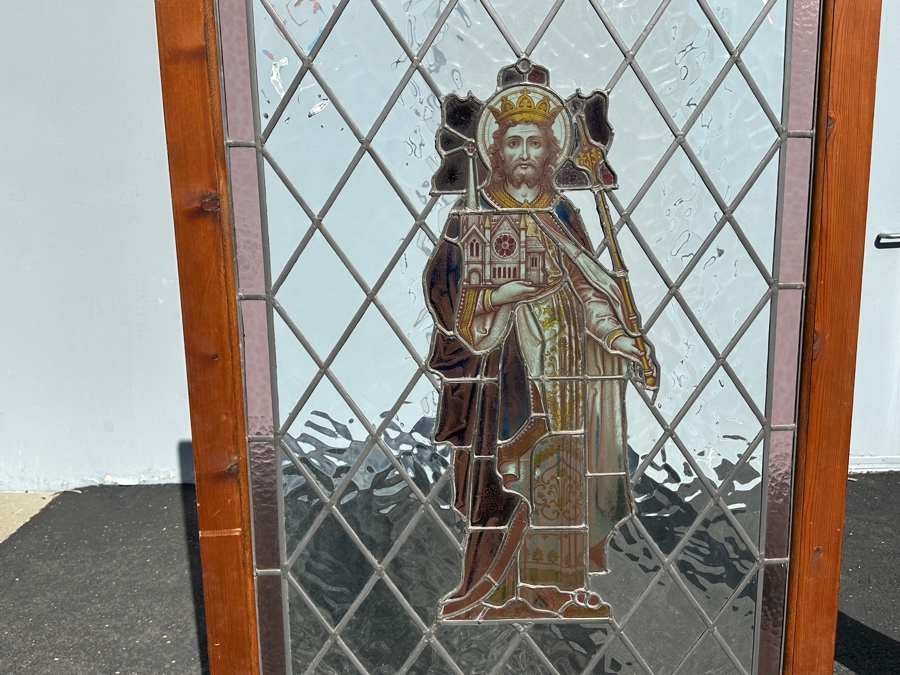 Antique Stained Glass Victorian Ecclesiastical Church Glass Panel 42W X 67.5H X 1.5D [Photo 3]