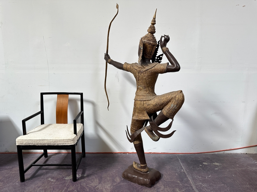Large Gilt Bronze Sculpture Statue Of Prince Rama Archer From Thailand (Chair Shown For Size Comparison) 39W X 11D X 71H [Photo 20]