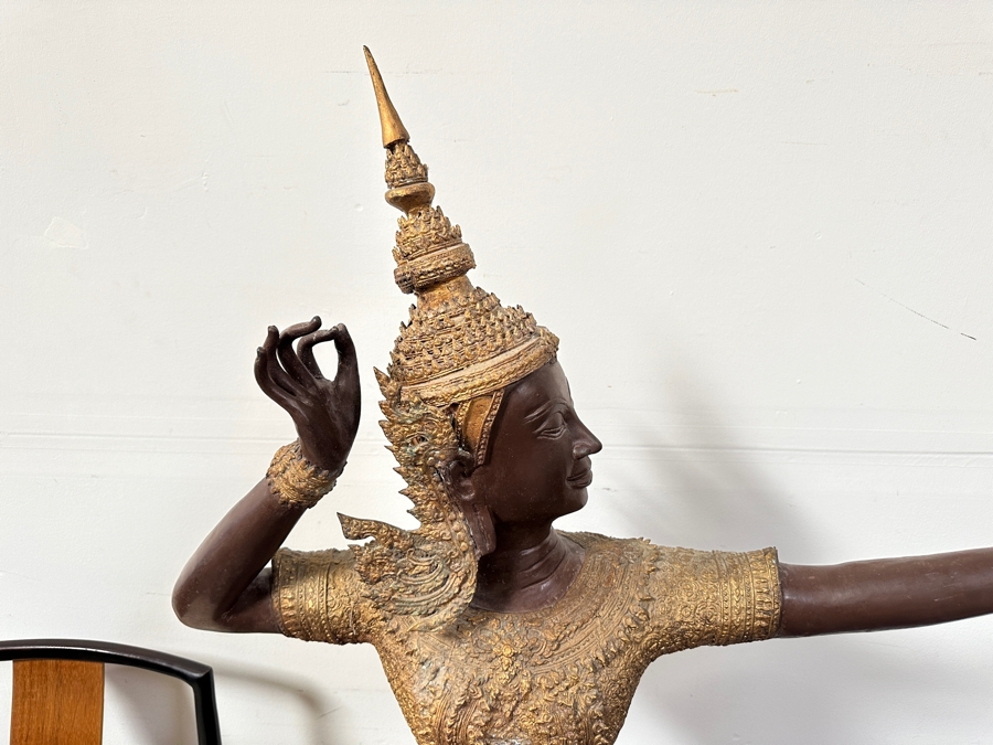 Large Gilt Bronze Sculpture Statue Of Prince Rama Archer From Thailand (Chair Shown For Size Comparison) 39W X 11D X 71H [Photo 3]