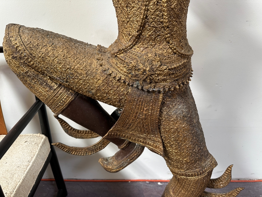 Large Gilt Bronze Sculpture Statue Of Prince Rama Archer From Thailand (Chair Shown For Size Comparison) 39W X 11D X 71H [Photo 7]