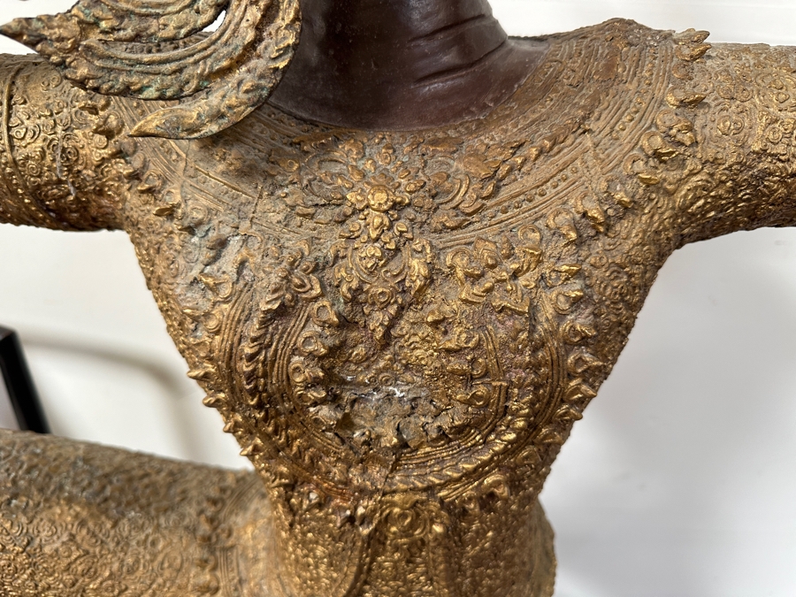 Large Gilt Bronze Sculpture Statue Of Prince Rama Archer From Thailand (Chair Shown For Size Comparison) 39W X 11D X 71H [Photo 5]