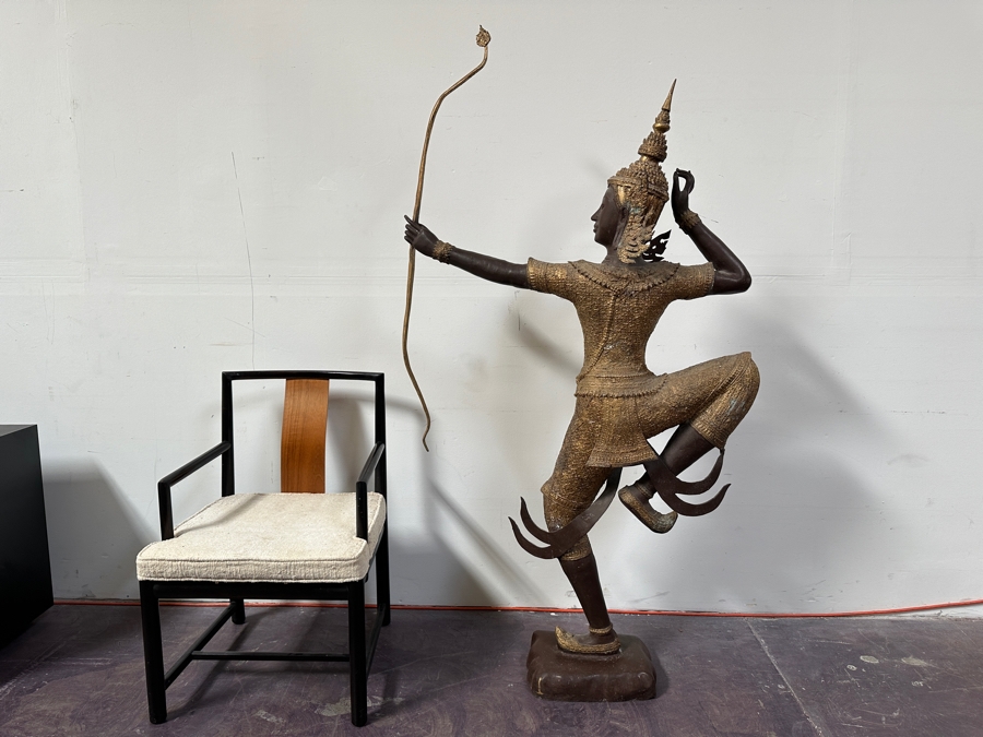 Large Gilt Bronze Sculpture Statue Of Prince Rama Archer From Thailand (Chair Shown For Size Comparison) 39W X 11D X 71H [Photo 16]