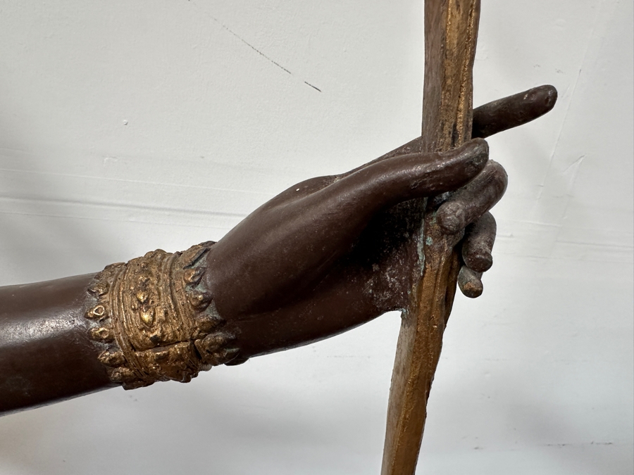Large Gilt Bronze Sculpture Statue Of Prince Rama Archer From Thailand (Chair Shown For Size Comparison) 39W X 11D X 71H [Photo 6]