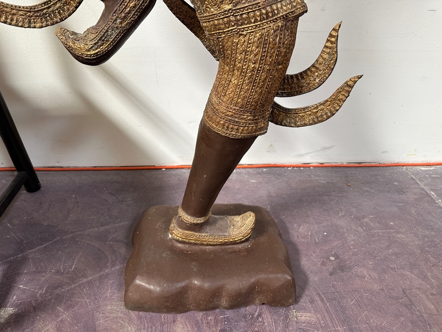 Large Gilt Bronze Sculpture Statue Of Prince Rama Archer From Thailand (Chair Shown For Size Comparison) 39W X 11D X 71H [Photo 8]