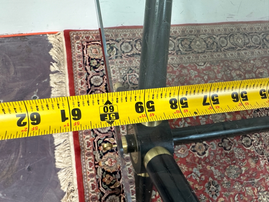 Wood & Brass Glass Top Console Sofa Table 60W X 30D X 26.5H [Photo 11]