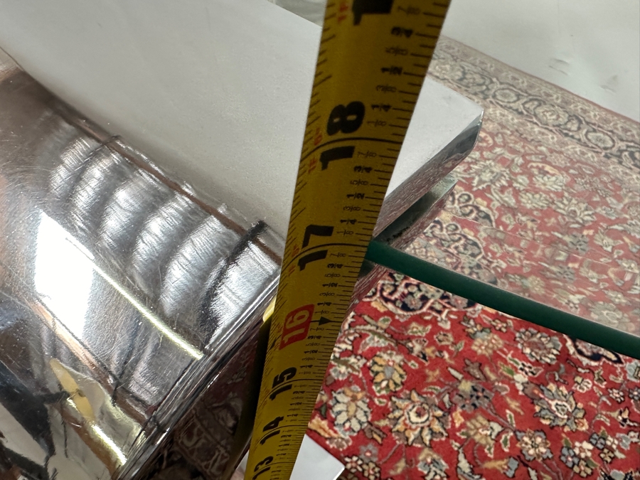 Kidney Shape Coffee Table With Three Chrome Legs After Karl Springer 56W X 52D X 17H [Photo 17]