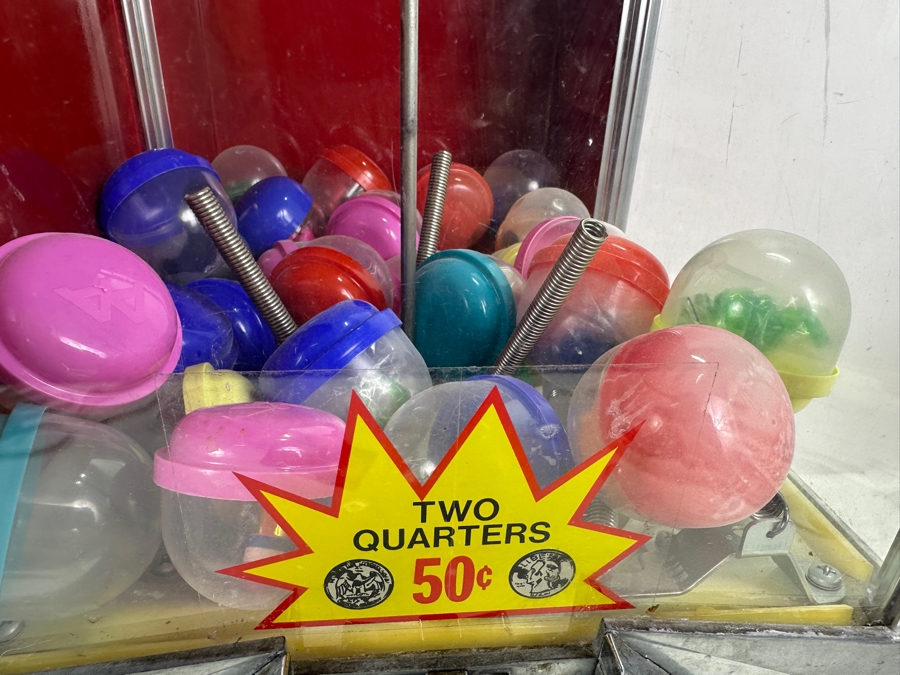 Pair Of Vintage Northwestern Capsule Vendor Toy Vending Machine (Top Locks Have Been Drilled Out - Needs New Locks On Both And New Center Rod On One) 10W X 14D X 25H [Photo 3]