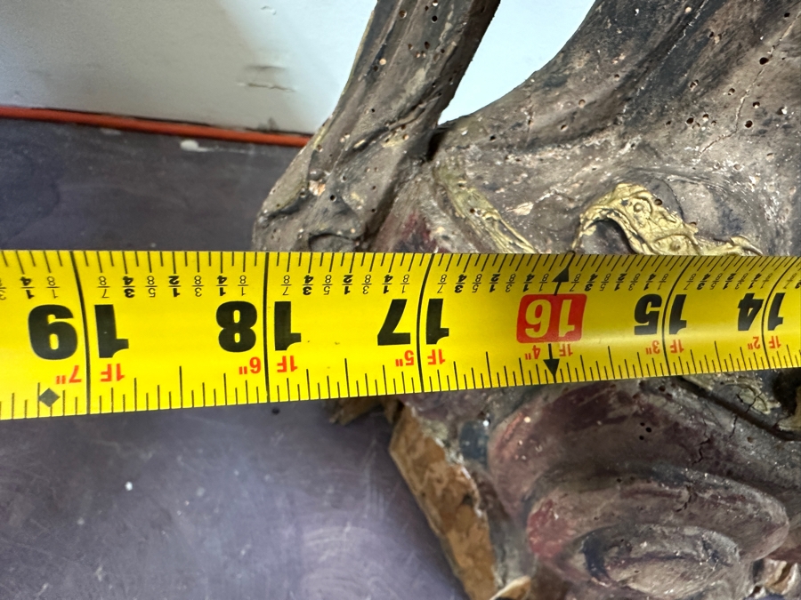 Antique Chinese Carved Wooden Guanyin (Kwan Yin) Chinese Goddess Sculpture Statue (Chair Shown For Size Reference) 14W X 18D X 43H [Photo 25]