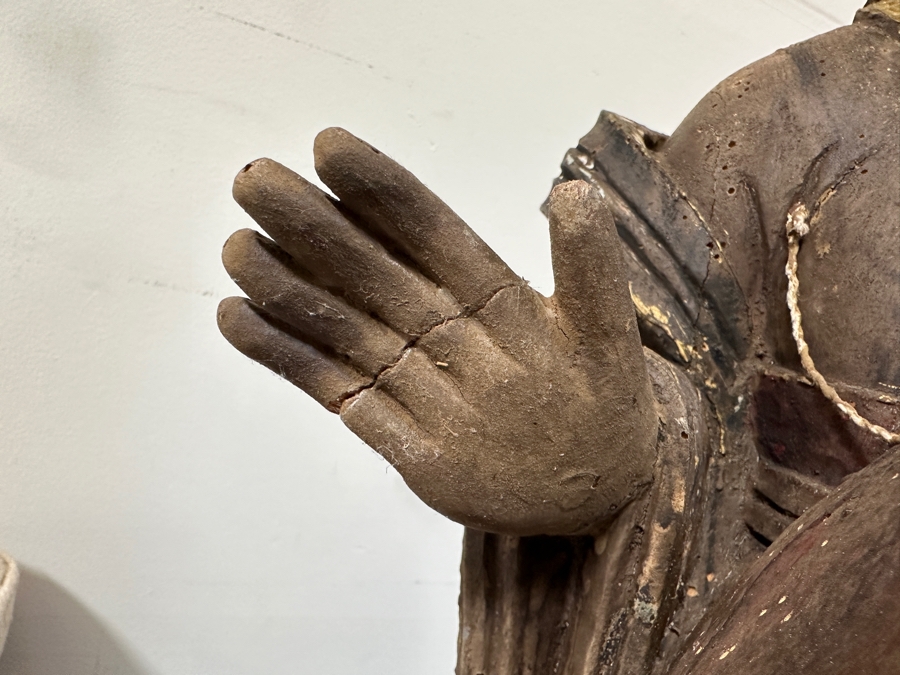 Antique Chinese Carved Wooden Guanyin (Kwan Yin) Chinese Goddess Sculpture Statue (Chair Shown For Size Reference) 14W X 18D X 43H [Photo 10]