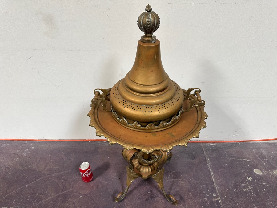 Large Antique Polished Brass Arabian Incense Burner 21W X 38H [Photo 5]