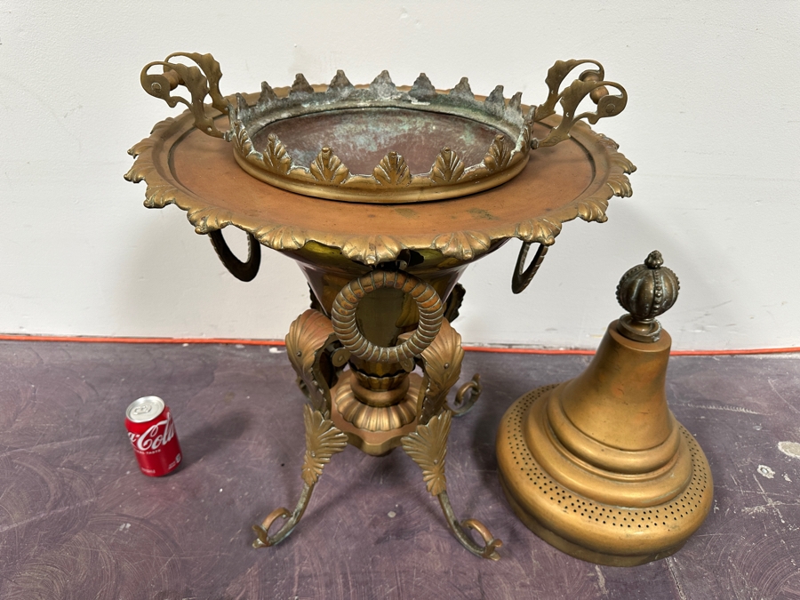 Large Antique Polished Brass Arabian Incense Burner 21W X 38H [Photo 7]