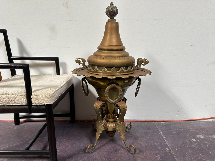 Large Antique Polished Brass Arabian Incense Burner 21W X 38H [Photo 2]