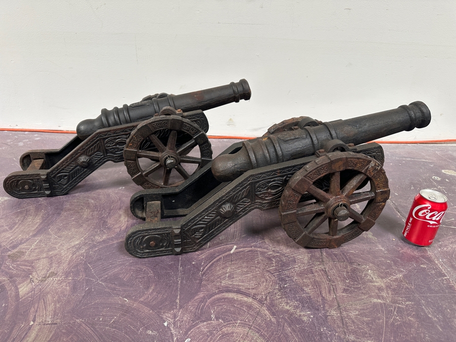 Pair Of Vintage Cast Iron Cannon Models 31W X 10D X 12H [Photo 13]